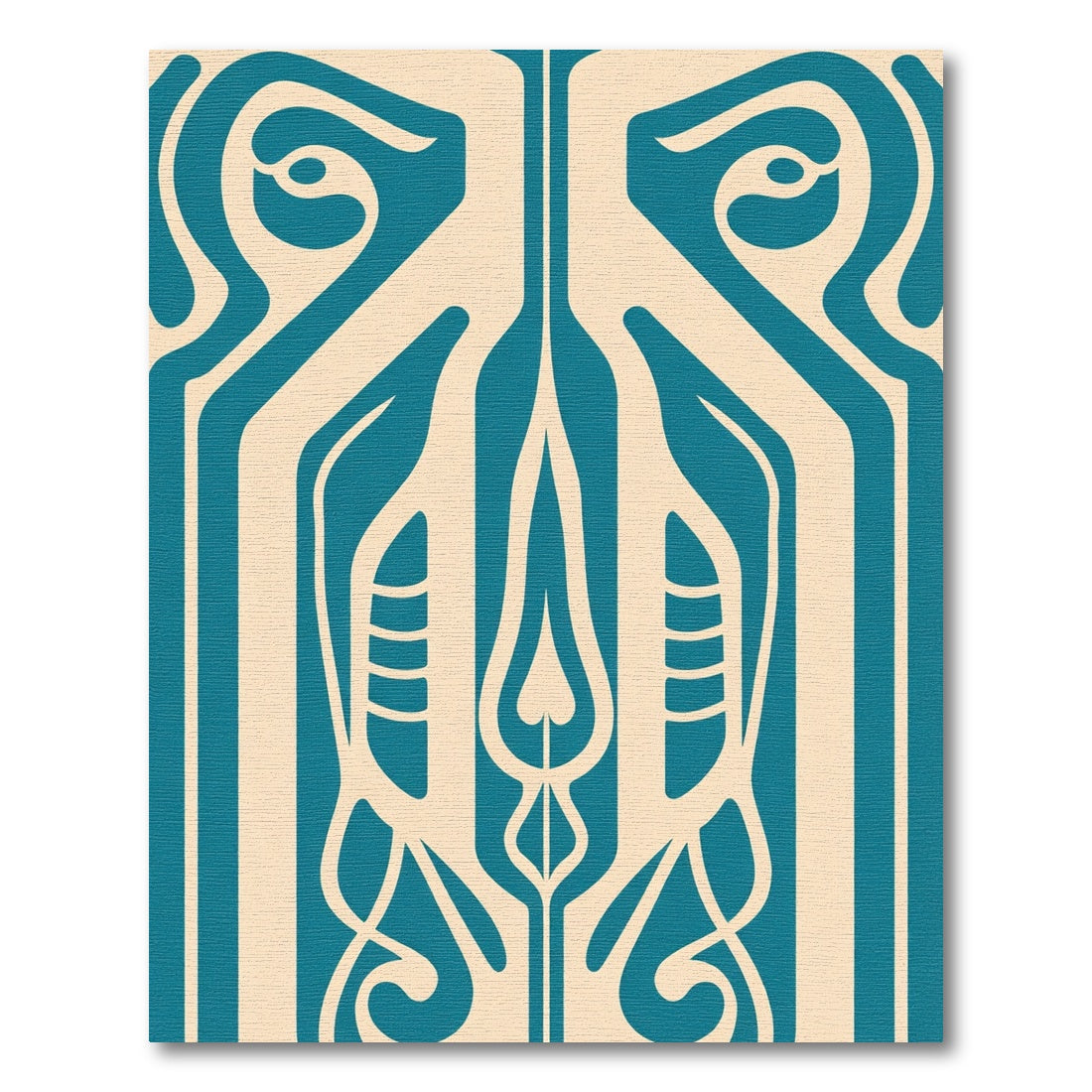 Teal cream organic art nouveau flow Rug