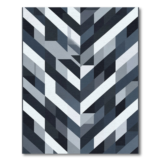 Muted Gray Geometric Herringbone Rug