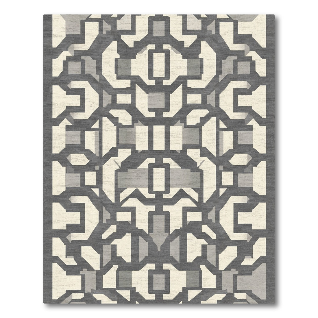 Gray Cream Geometric Lattice Rug
