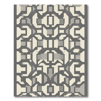 Gray Cream Geometric Lattice Rug