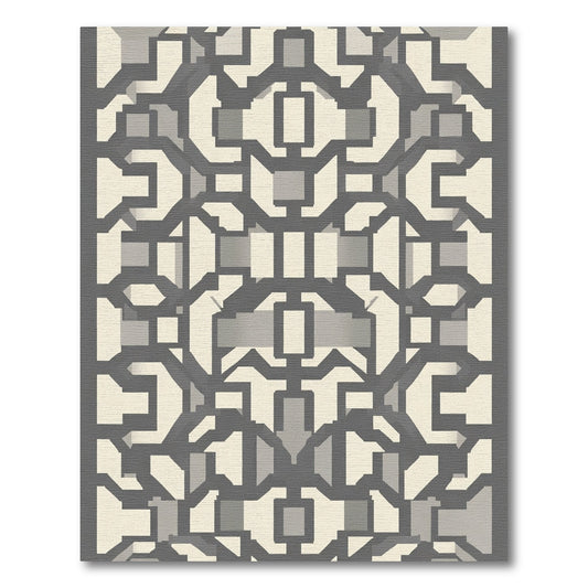 Gray Cream Geometric Lattice Rug