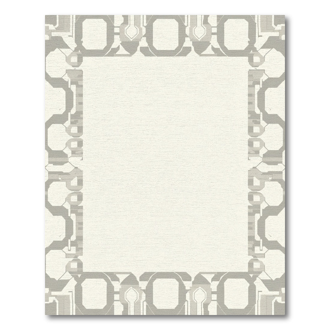 Geometrical Gray Sci Fi Border Rug