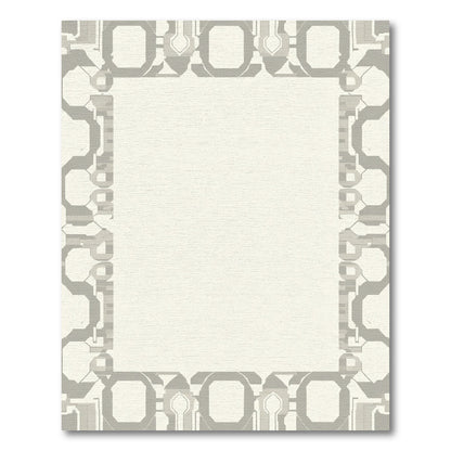 Geometrical Gray Sci Fi Border Rug