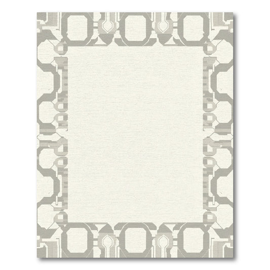 Geometrical Gray Sci Fi Border Rug