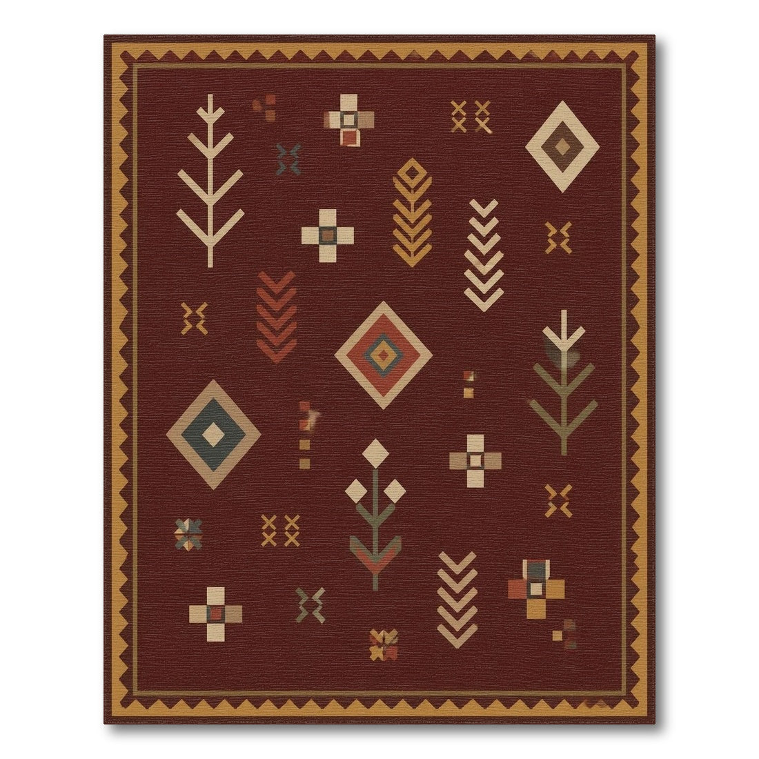 Geometric Southwestern Red Geometric Area Rug