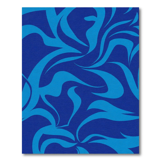 Deep Blue Abstract Flowing Waves Rug
