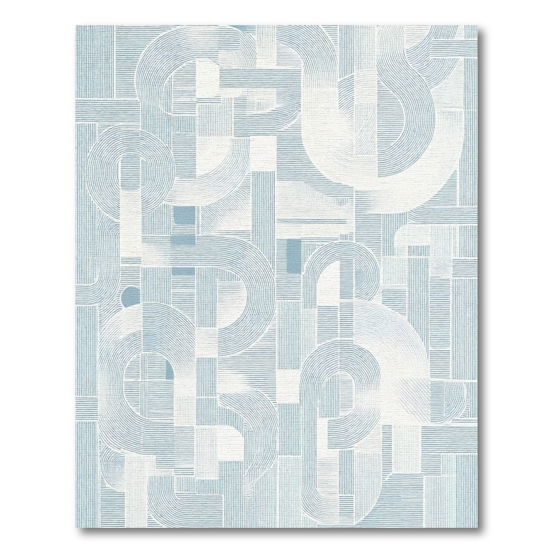 Soft Blue Abstract Geometric Waves Rug