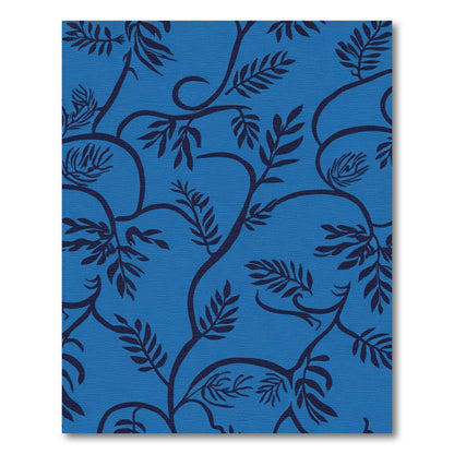 Deep Blue Vine Foliage Rug