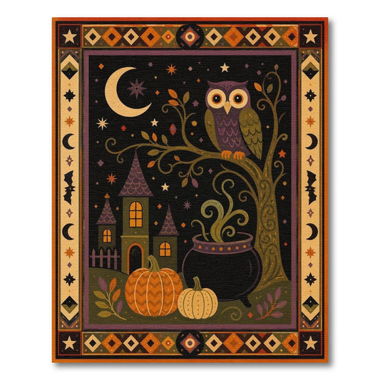 Halloween Owl Cauldron Area Rug