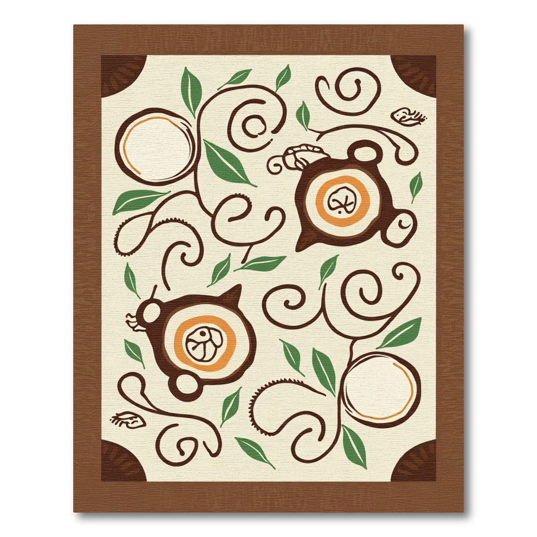 Earthy Brown Whimsical Organic Swirl Rug