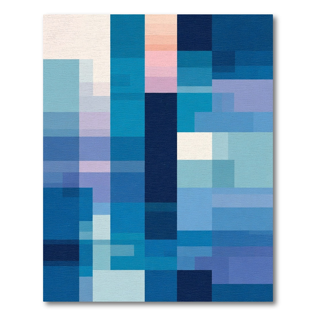 Abstract Blue Geometric Blocks Rug