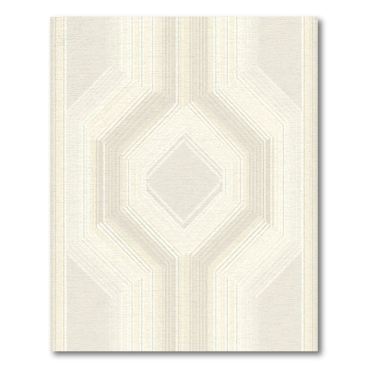 Elegant Cream Geometric Hexagon Overlay Rug