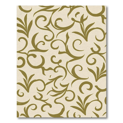 Olive Swirl Floral Garden Rug