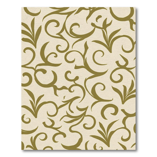 Olive Swirl Floral Garden Rug