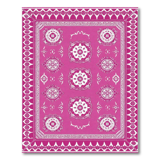 Vibrant Pink Medallion Intricate Floral Rug