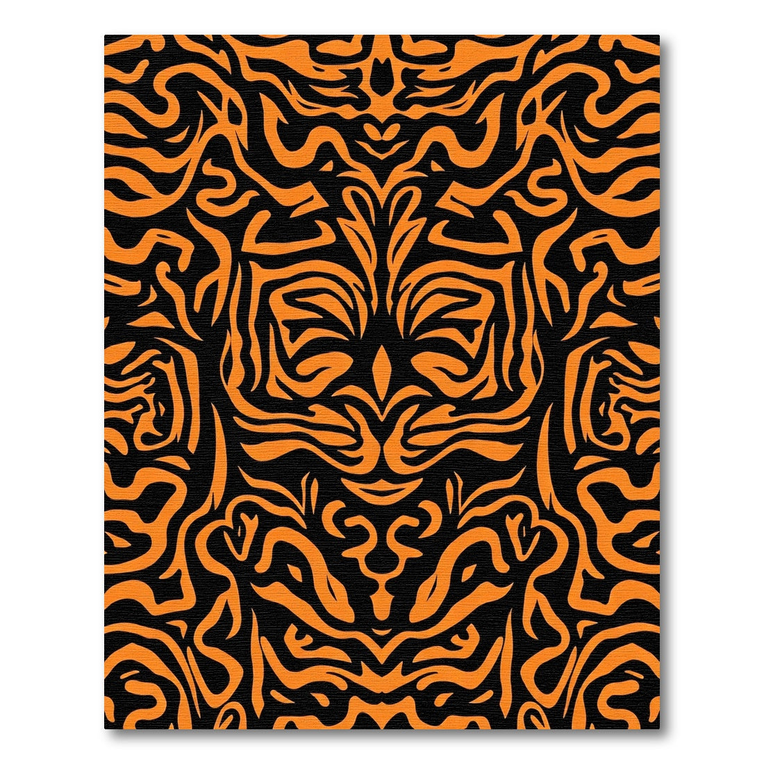 Vibrant Orange Black Tribal Swirls Rug