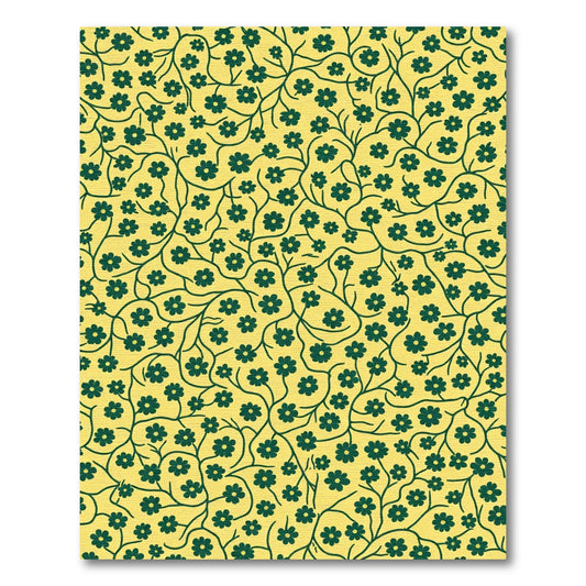 Golden Yellow Green Floral Vine Rug