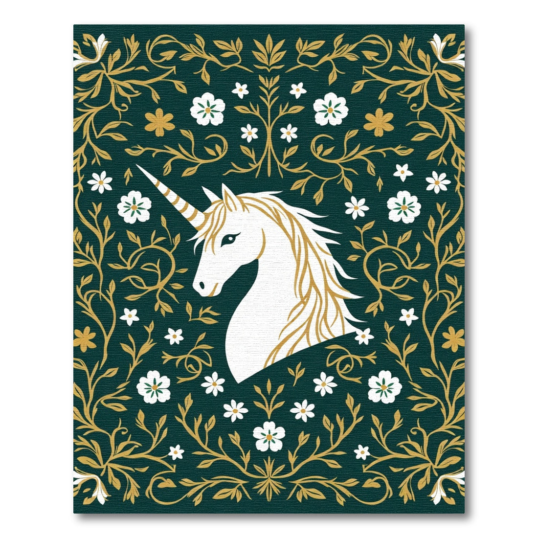 Mystical White Unicorn Emerald Garden Rug