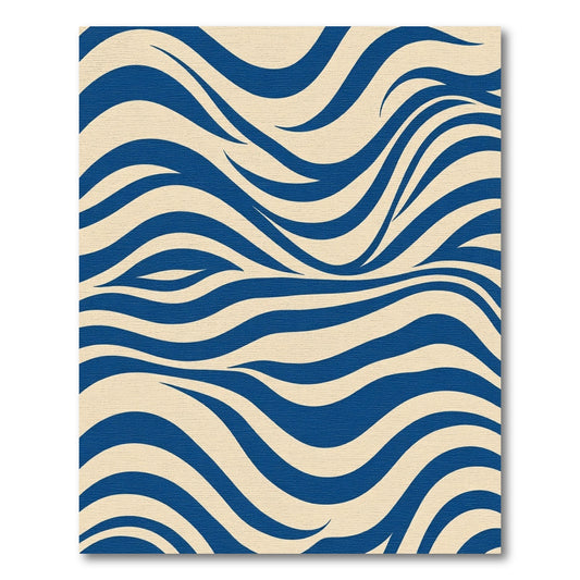 Deep Blue Ivory Wavy Stripes Rug