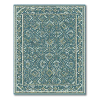 Teal Geometric Diamond Area Rug