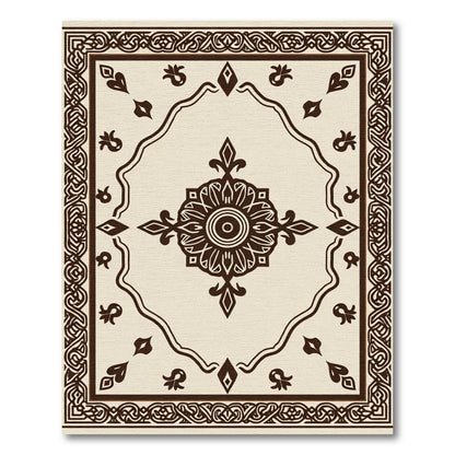 Brown Ornamental Medallion Frame Rug