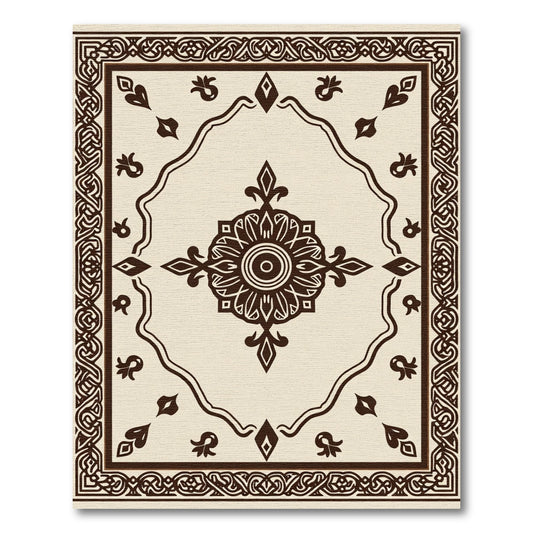 Brown Ornamental Medallion Frame Rug