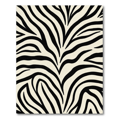 Bold Black White Stripe Animal Print Rug
