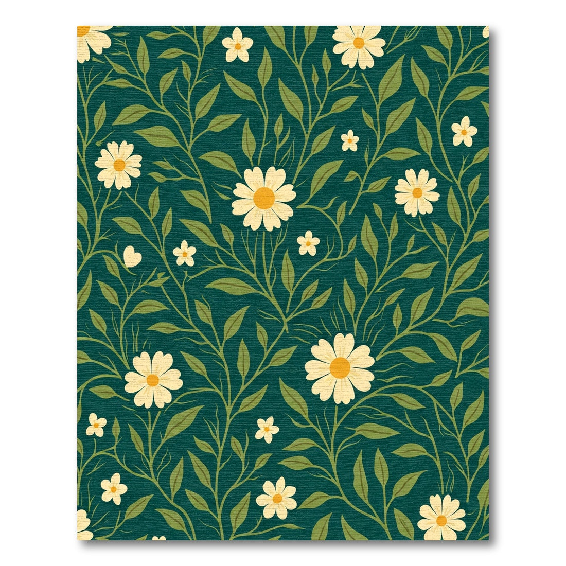 Classic White Daisy Vine Emerald Rug