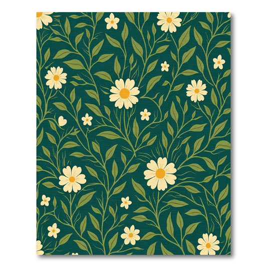 Classic White Daisy Vine Emerald Rug