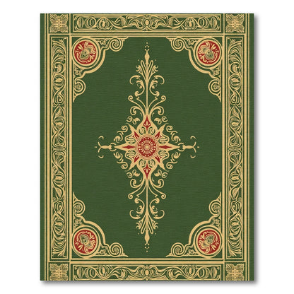 Emerald Golden Red Floral Medallion Rug