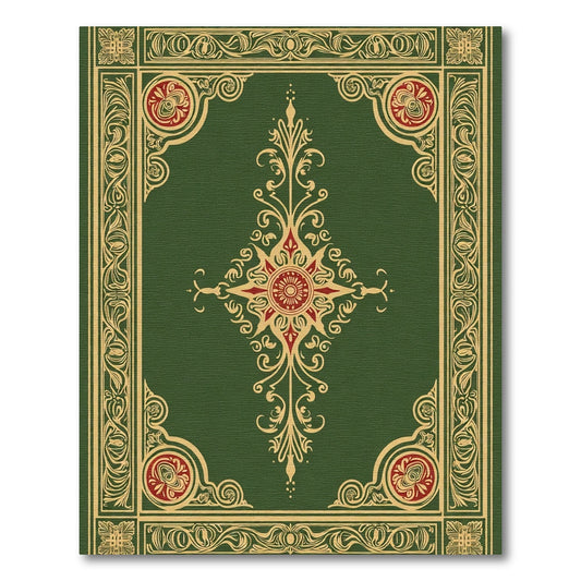 Emerald Golden Red Floral Medallion Rug