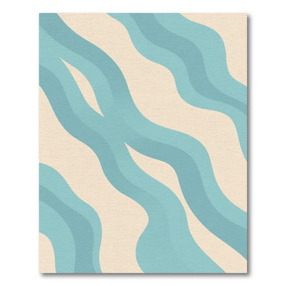 Soft Teal Swirl Wave Rug