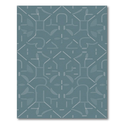 Teal Geometric Symmetrical Area Rug