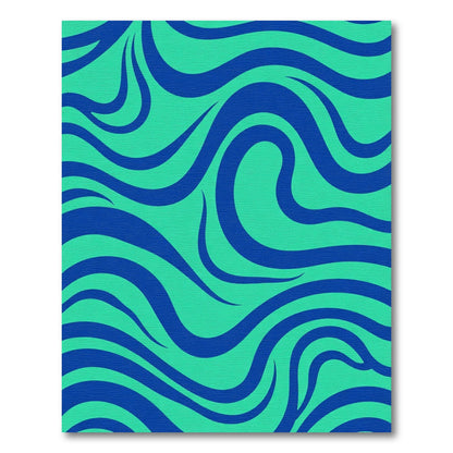 Aqua Blue Swirling Waves Rug
