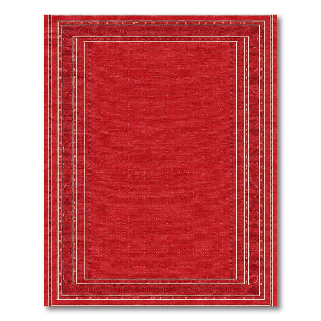 Bold Red Geometric Border Rug