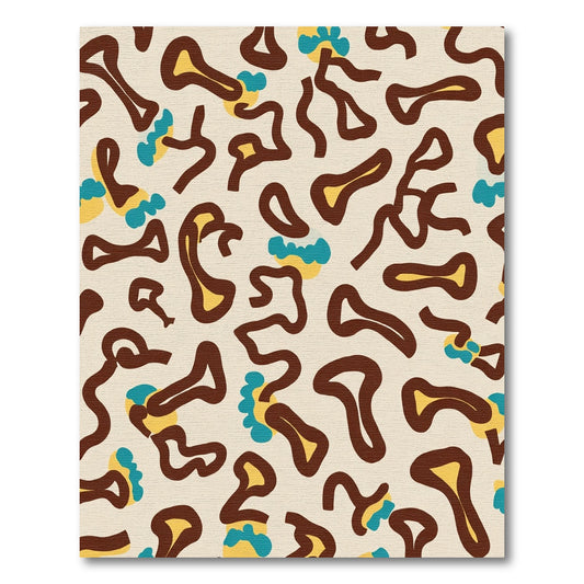 Brown Yellow Blue Organic Flow Rug