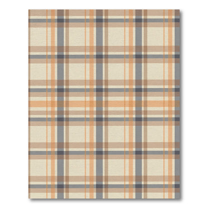 Warm Tan Orange Plaid Check Rug