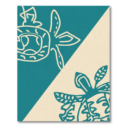 Teal Tan Abstract Floral Medallion Rug