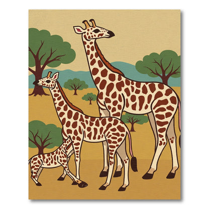 Brown Giraffe Family Safari Scene Rug