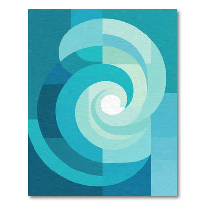 Modern Teal Swirl Geometric Rug
