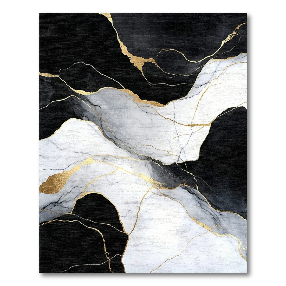 Abstract Area Black White Abstract Marble Area Rug