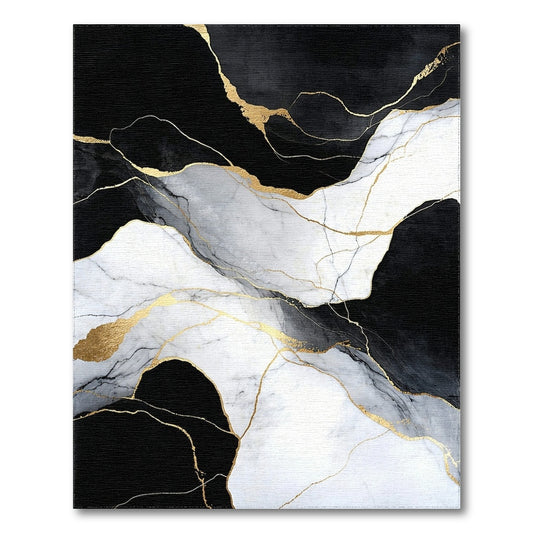 Abstract Area Black White Abstract Marble Area Rug