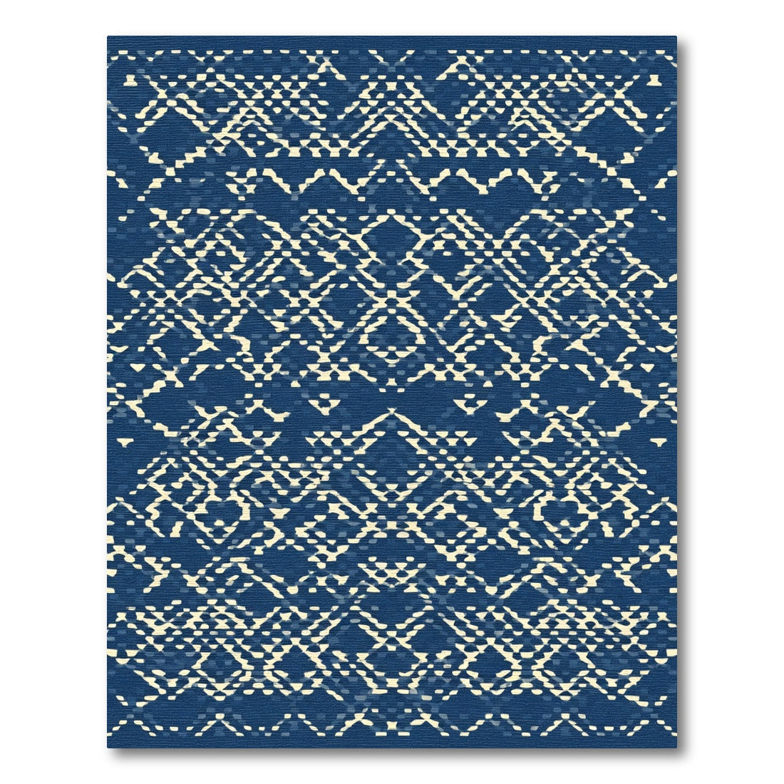Indigo And Cream Latticework Rug