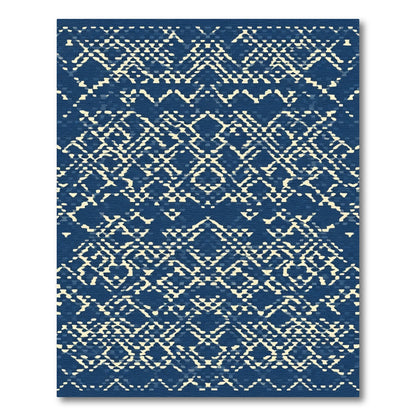 Indigo And Cream Latticework Rug