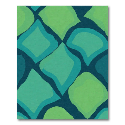 Teal Green Organic Diamond Overlap Rug