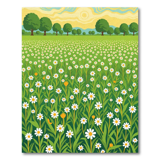 Verdant Daisy Field Sunrise Vista Rug