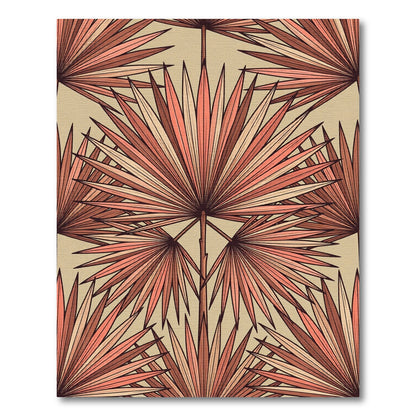 Coral Fan Palm Tropical Repeat Rug