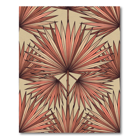 Coral Fan Palm Tropical Repeat Rug