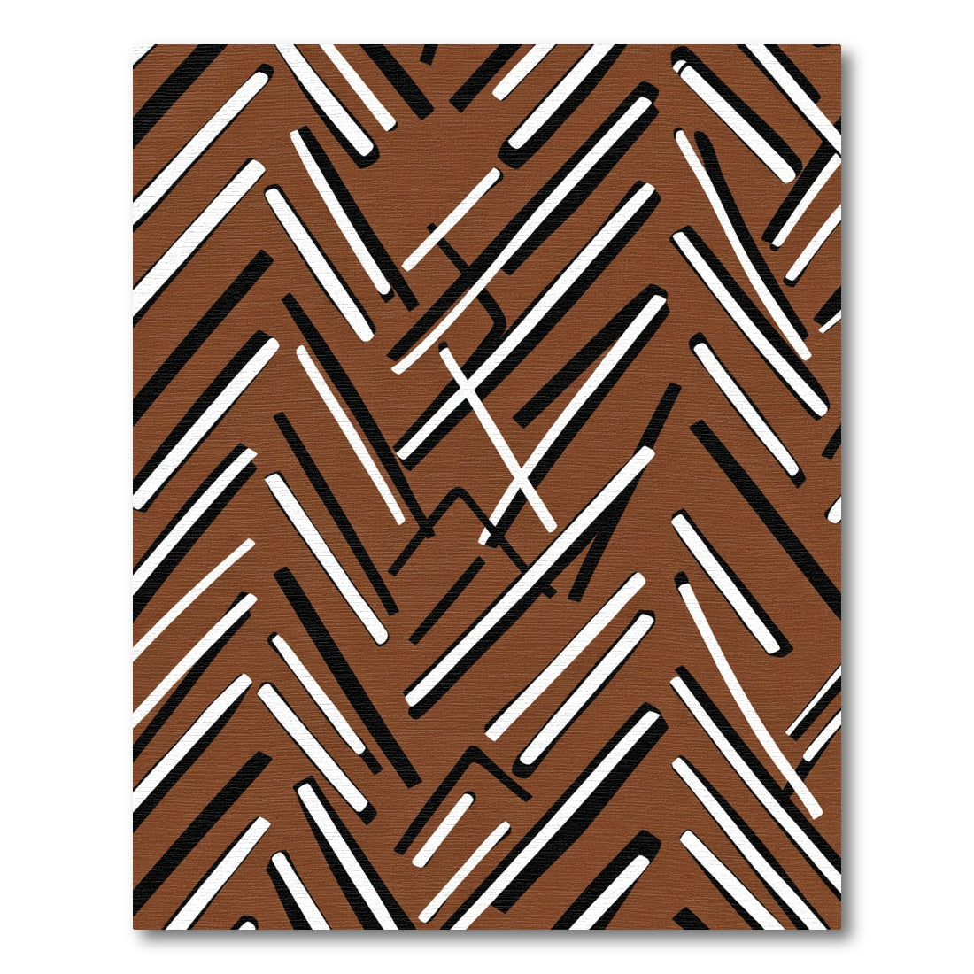 Brown White Black Jagged Stripes Rug