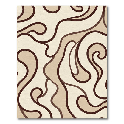 Brown and Beige Swirl Abstract Rug